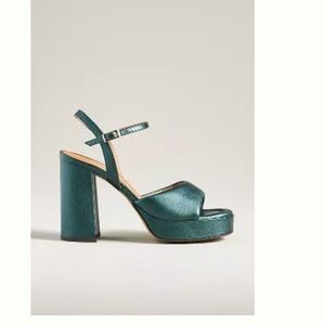 Anthropologie Teal Platform Heel